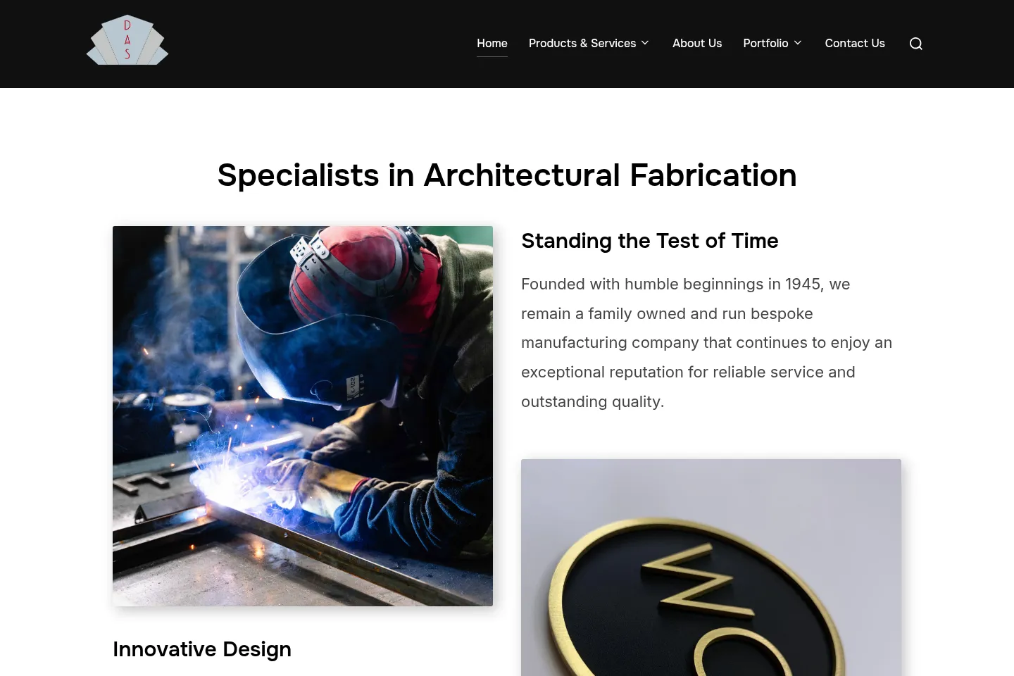 First screen of Davis Architectural