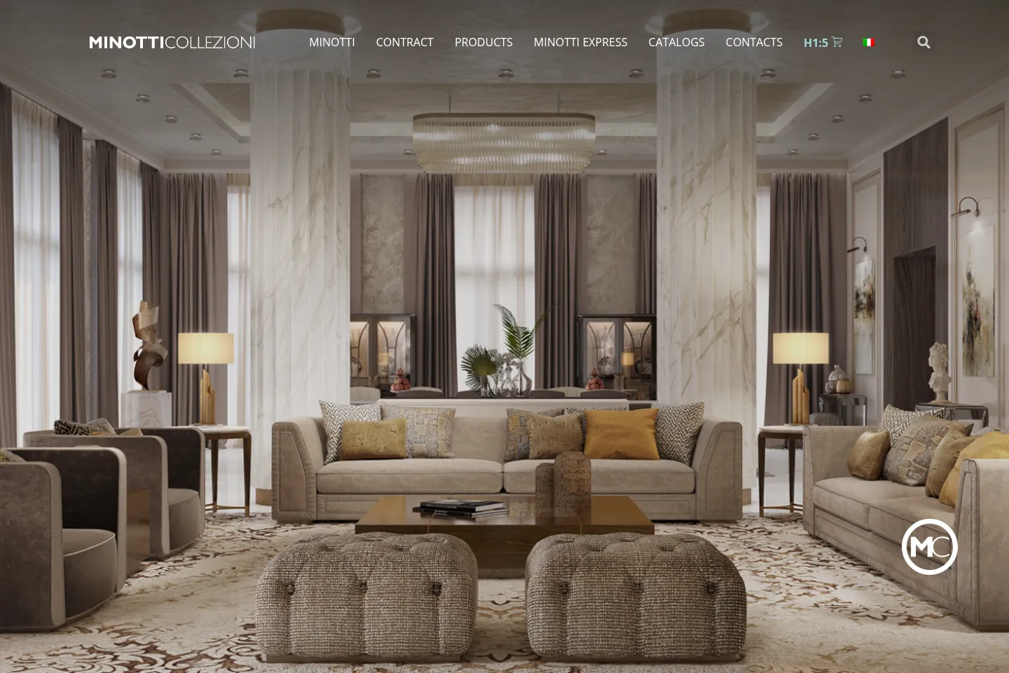 First screen of Minotti Collezioni