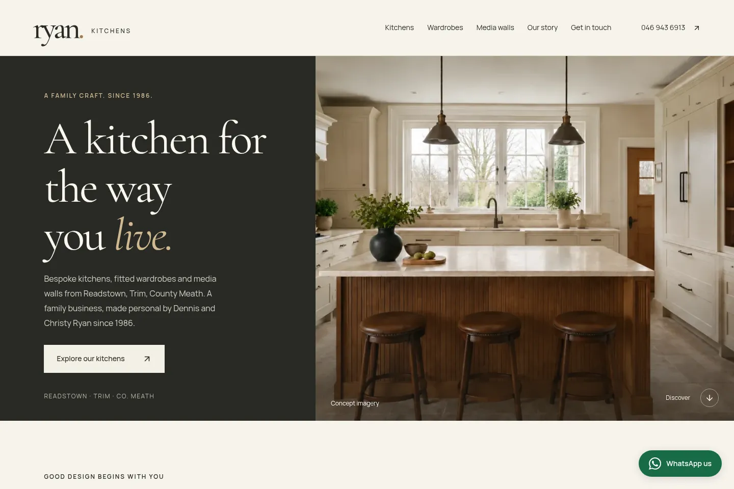 First screen of Ryan Kitchens