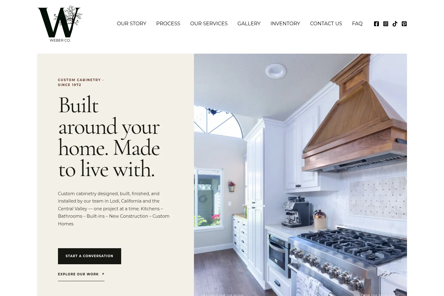 First screen of Weber Company