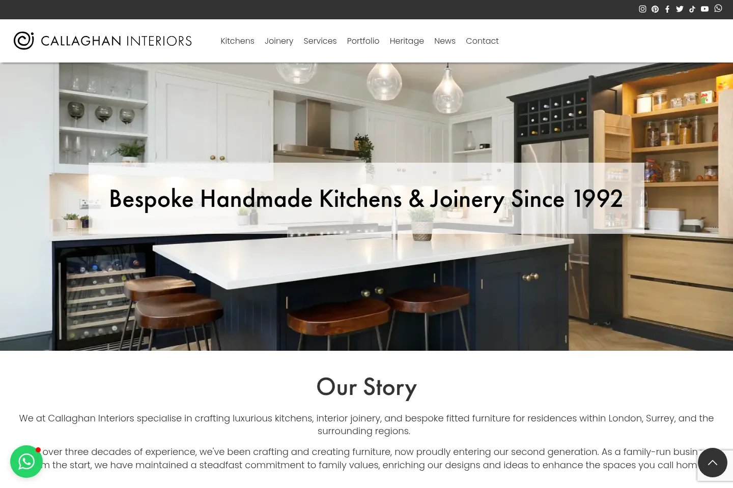 First screen of Callaghan Interiors