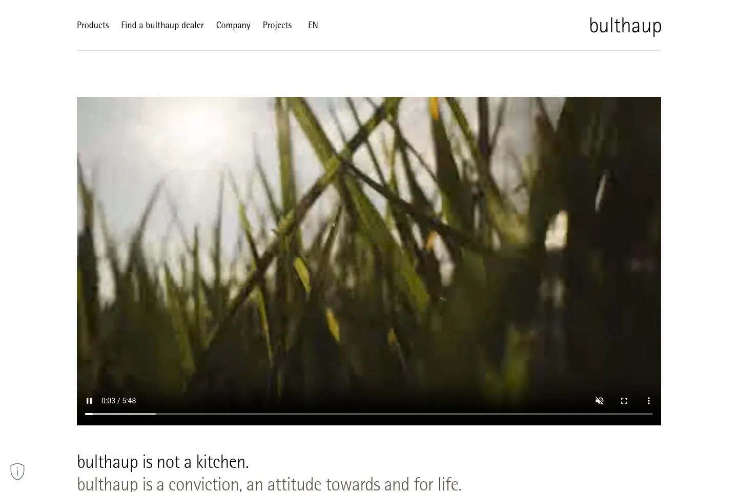 First screen of Bulthaup