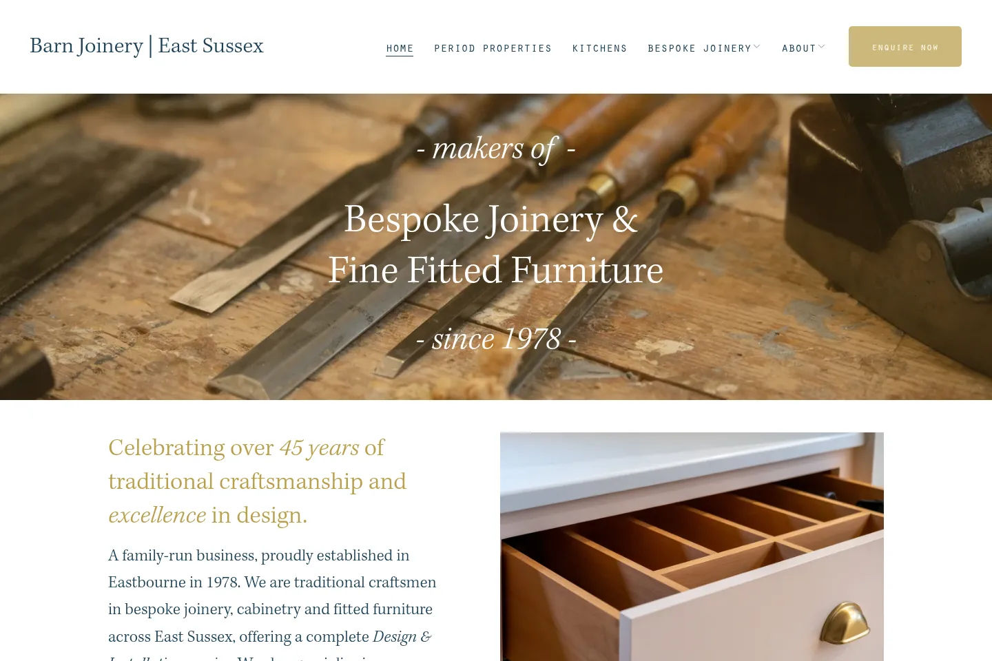 First screen of Barn Joinery