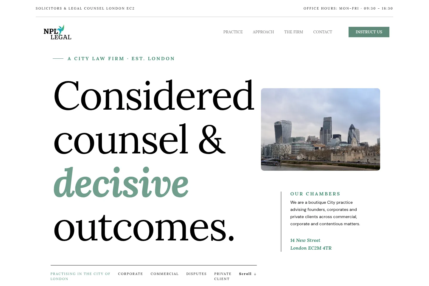 First screen of NPL Legal