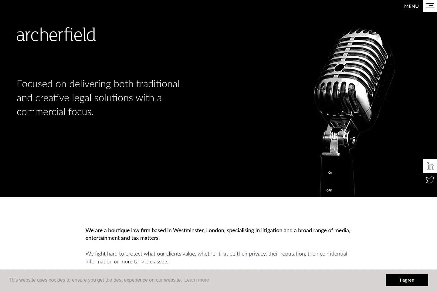 First screen of Archerfield Partners