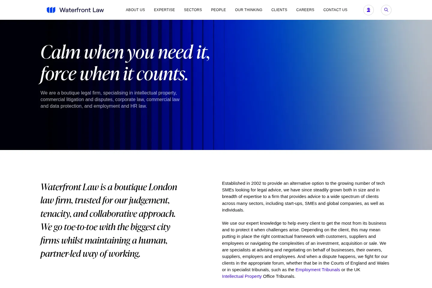 First screen of Waterfront Law