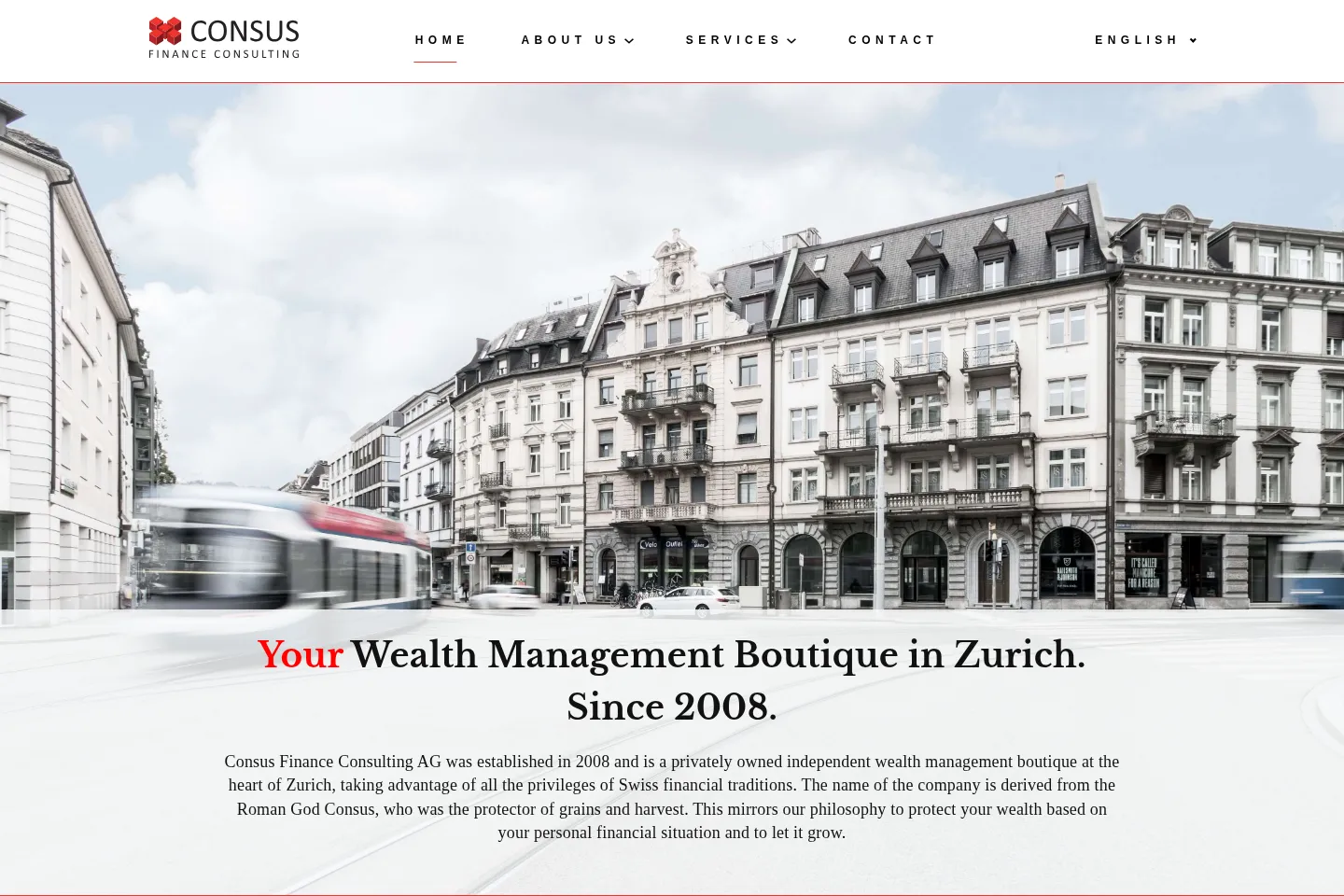 First screen of Consus Finance