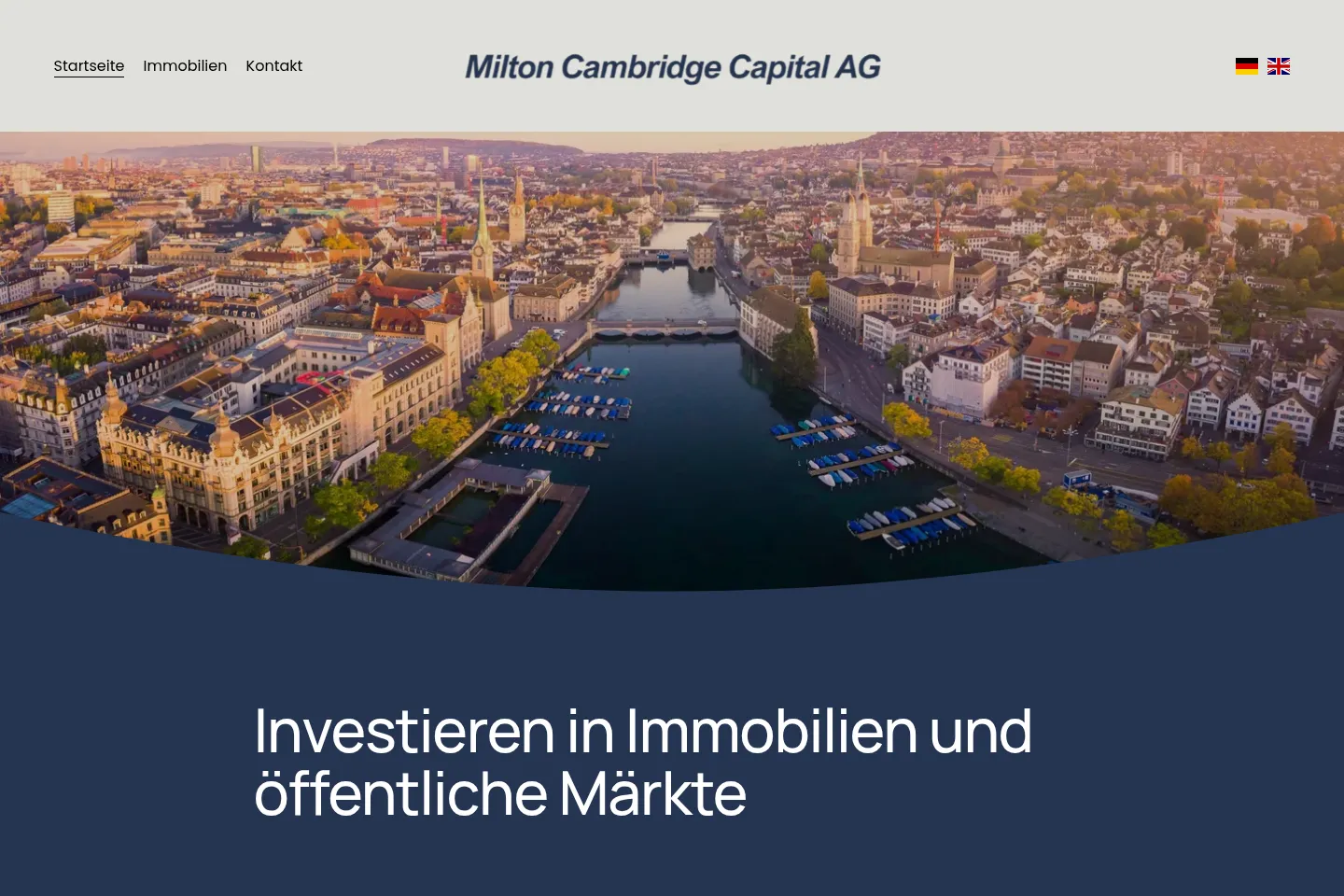 First screen of Milton Cambridge Capital