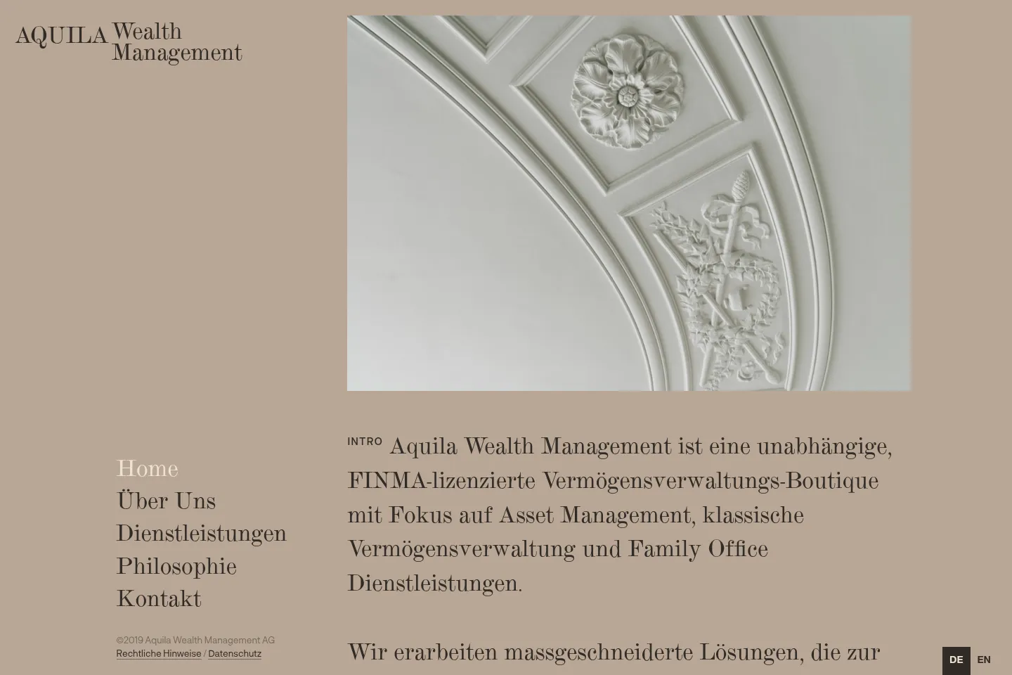 First screen of Aquila Wealth Management