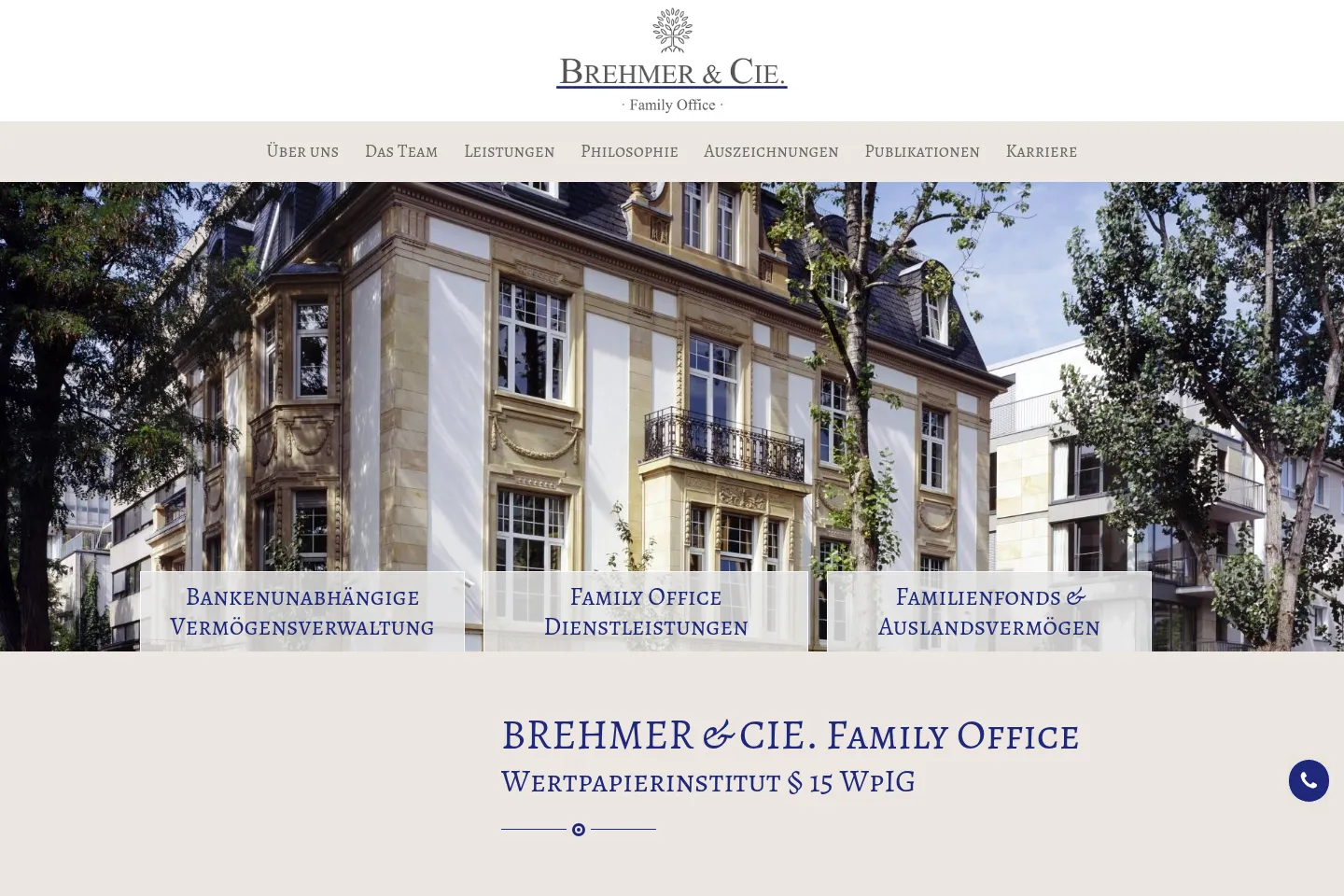 First screen of Brehmer & Cie