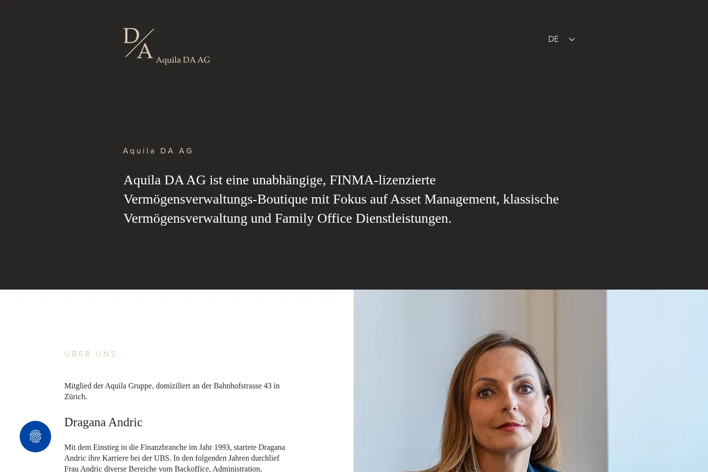 First screen of Aquila DA