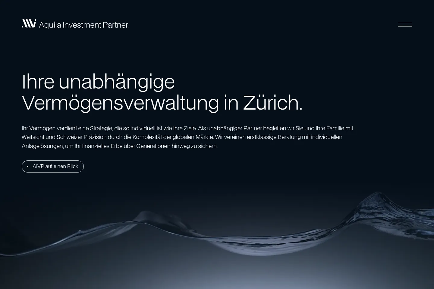 First screen of Aquila Investment Partner