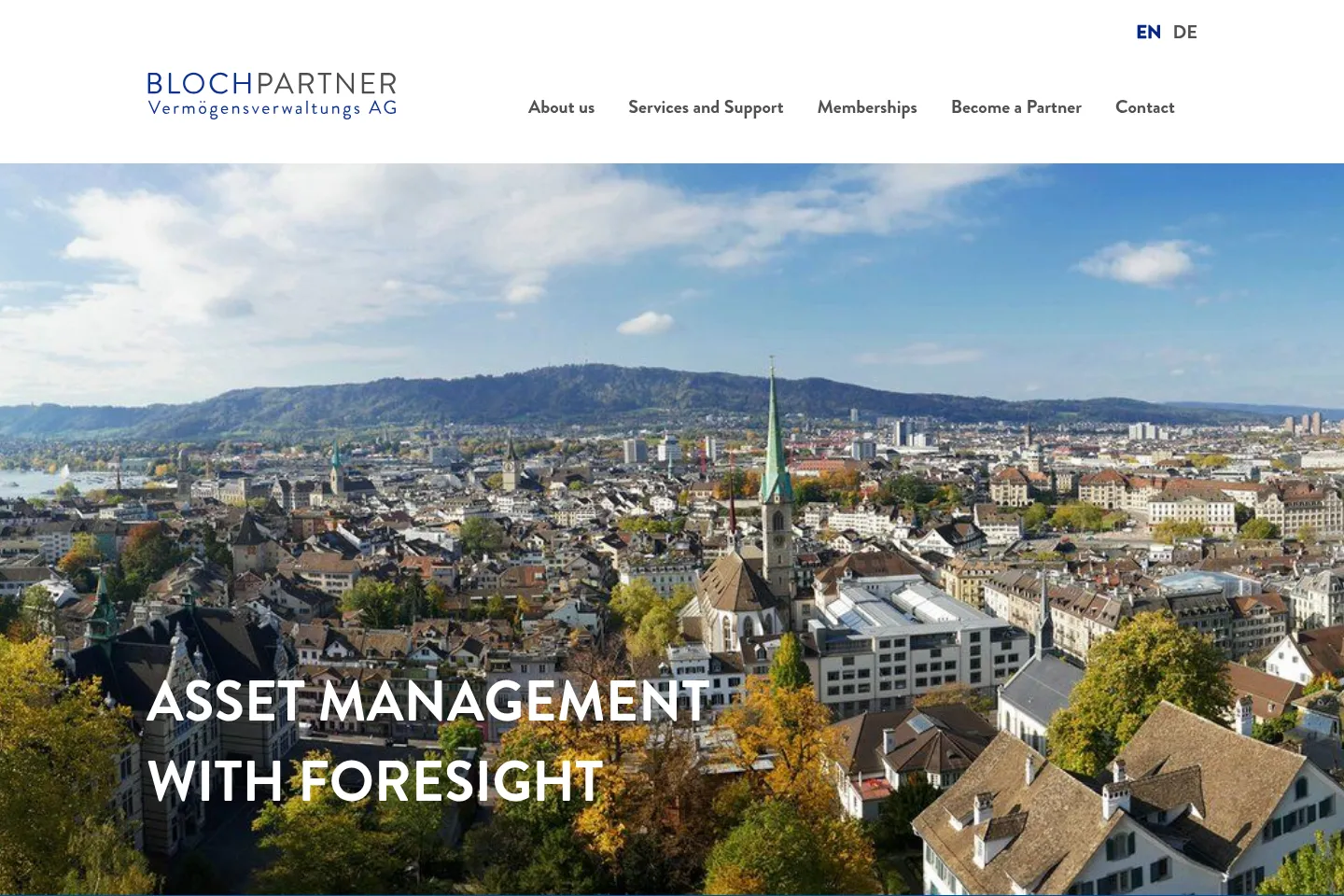 First screen of Bloch Partner