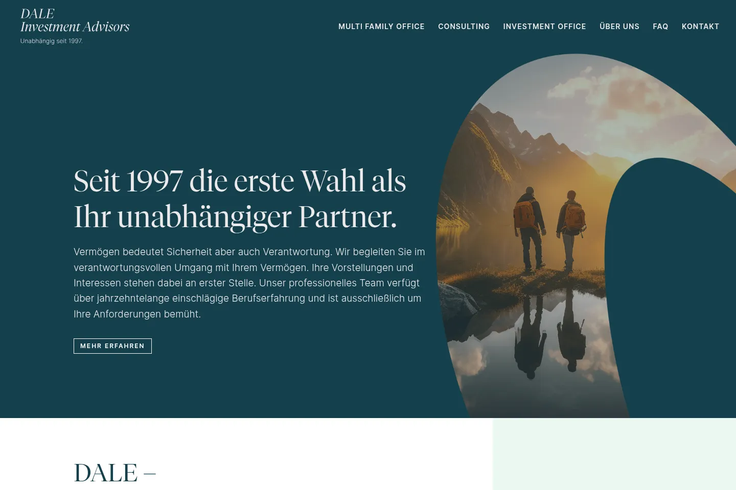 First screen of Dale Investment Advisors