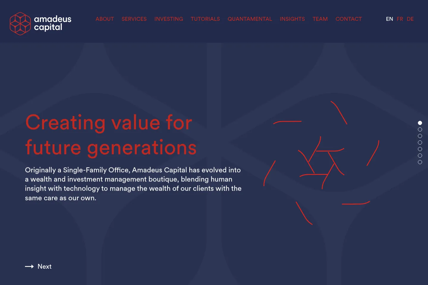 First screen of Amadeus Capital