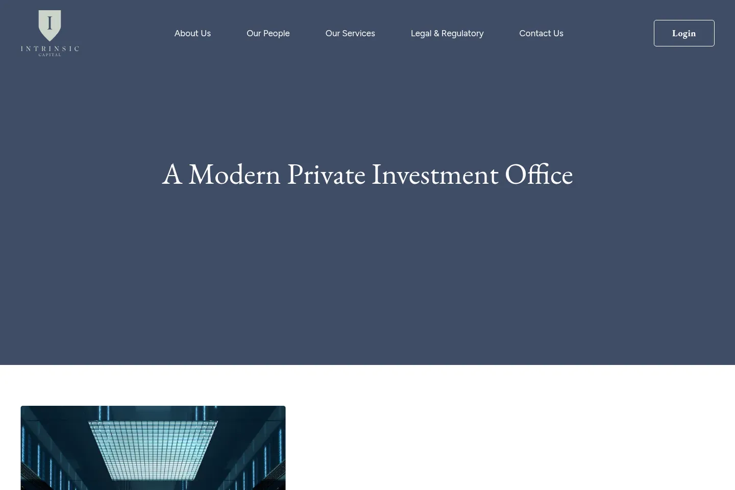 First screen of Intrinsic Capital