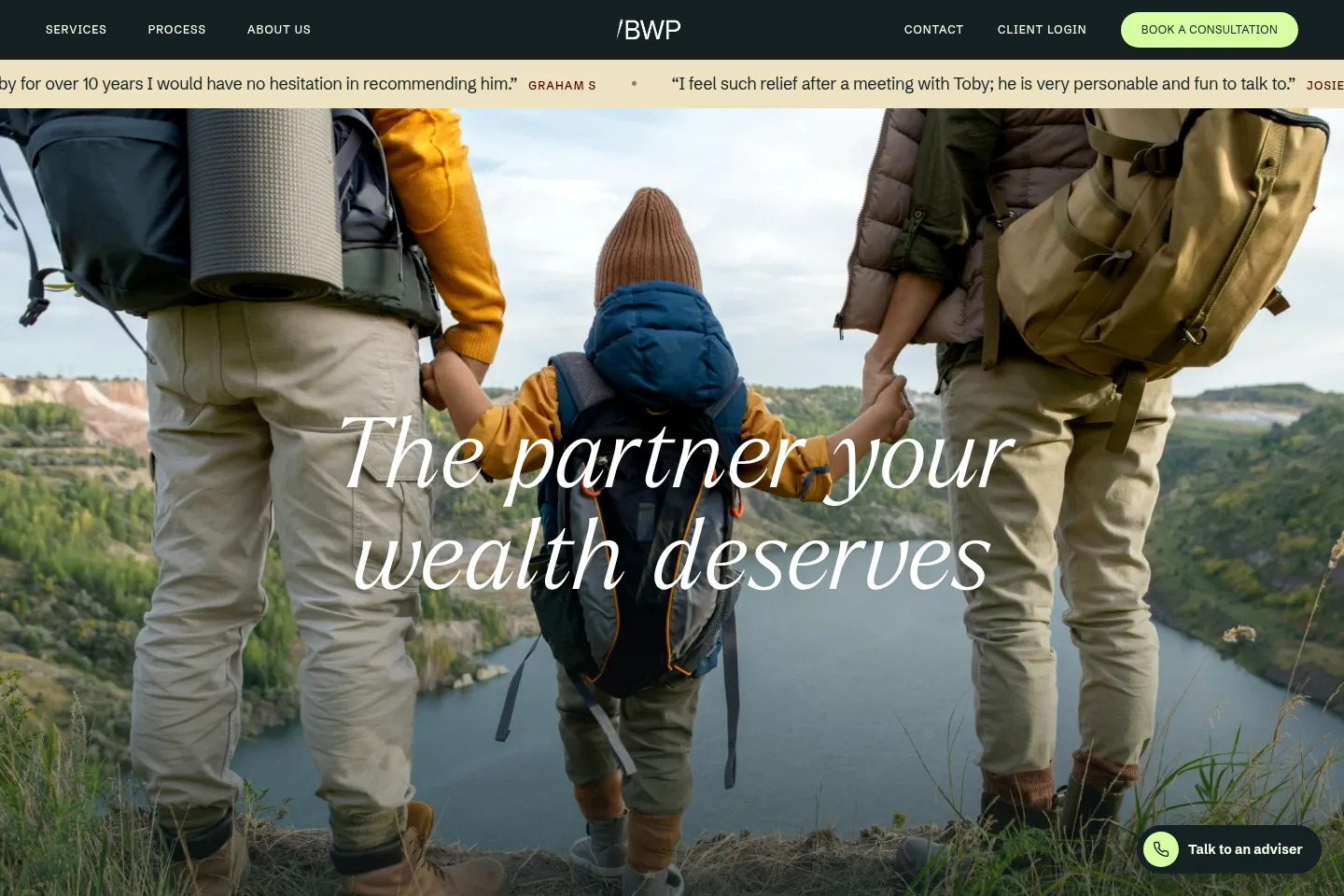 First screen of Bentley Wealth Partners