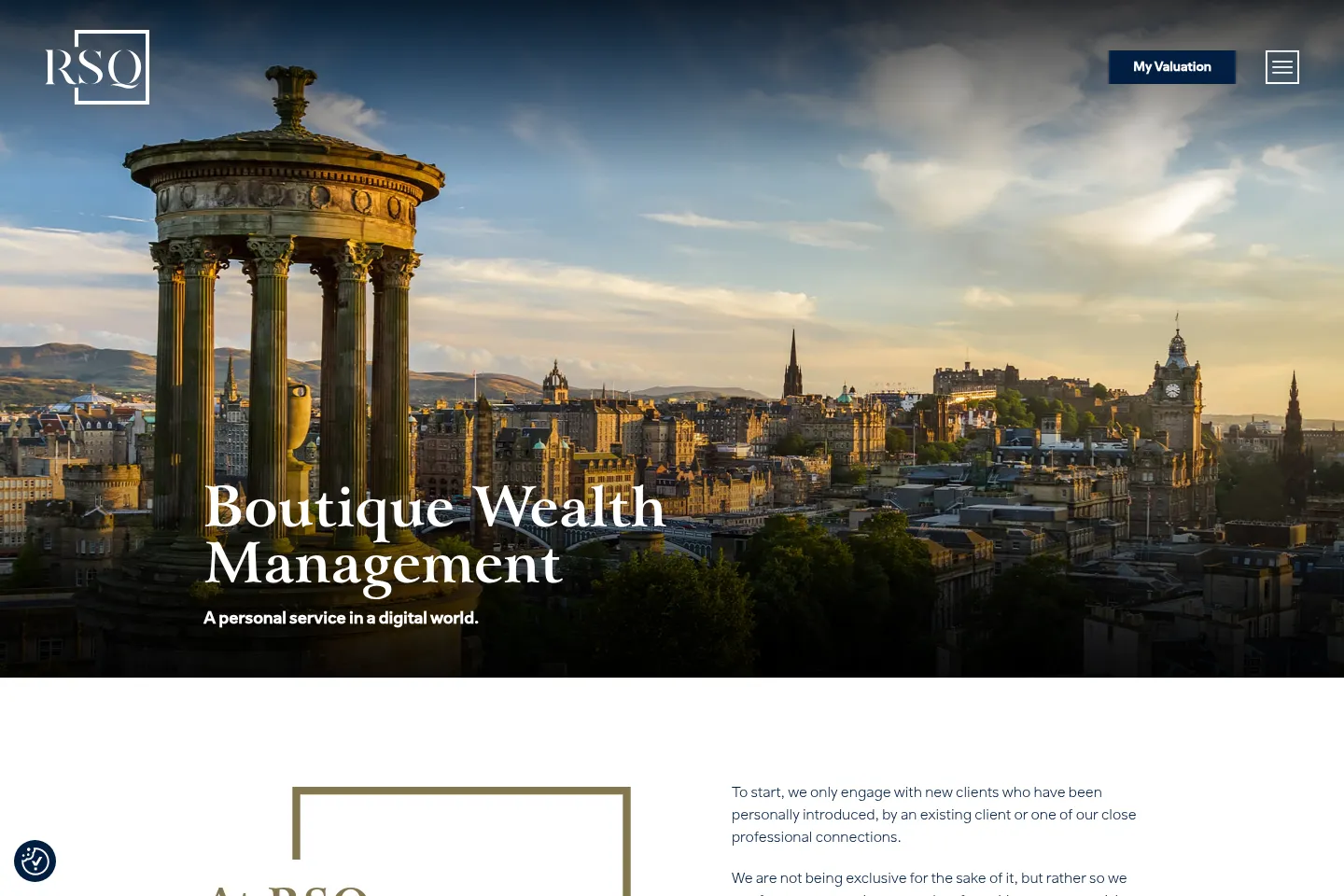 First screen of RSQ Wealth