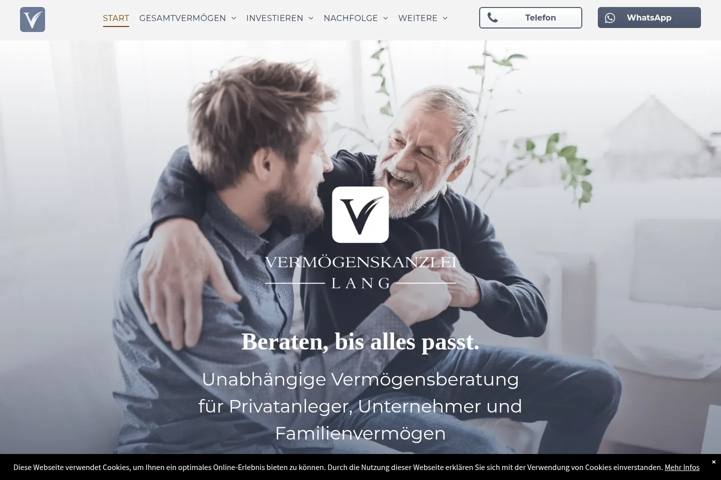 First screen of Vermögenskanzlei Lang