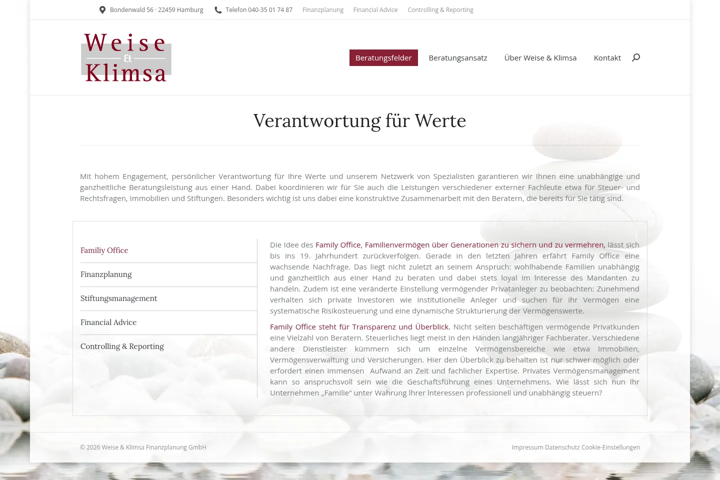 First screen of Weise & Klimsa (formerly WK Finanzplanung)