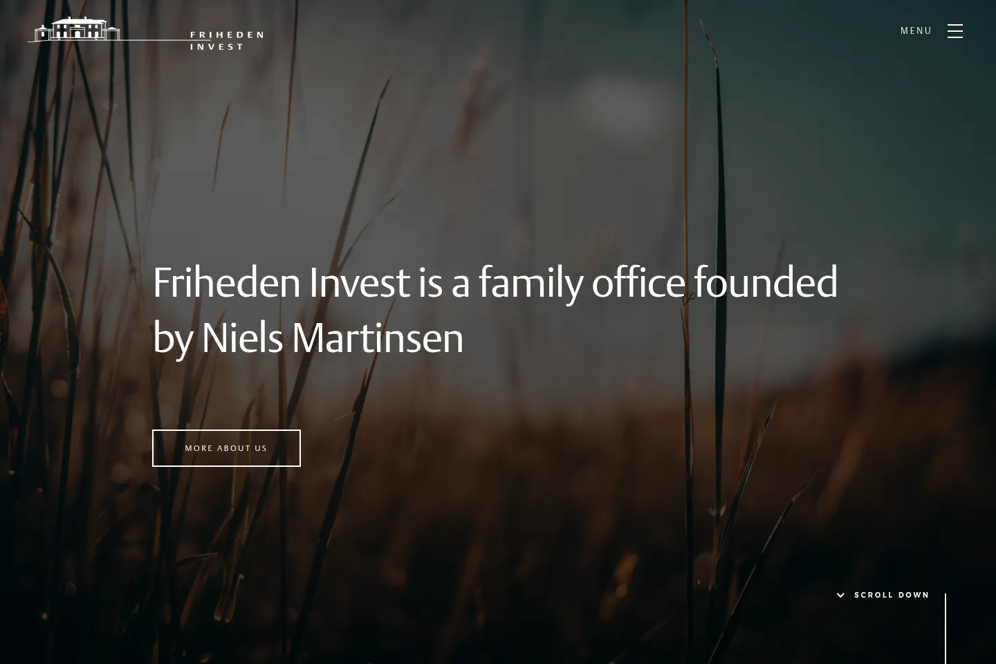 First screen of Friheden Invest