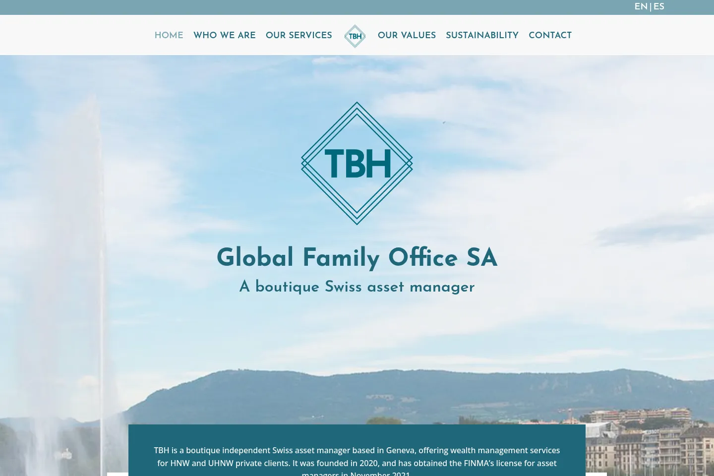 First screen of TBH Global Family Office