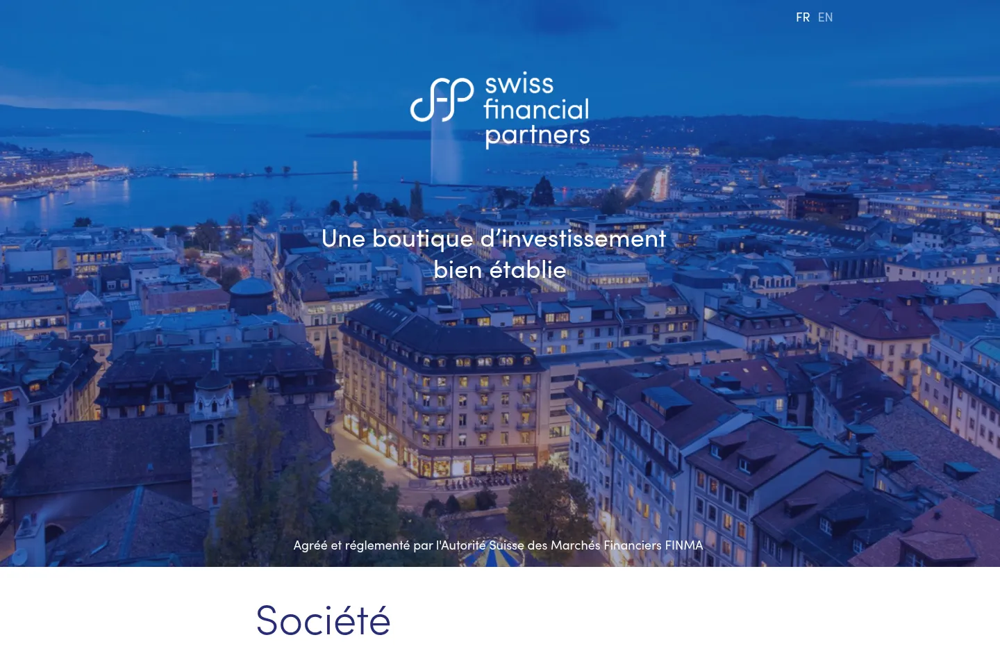 First screen of Swiss Financial Partners