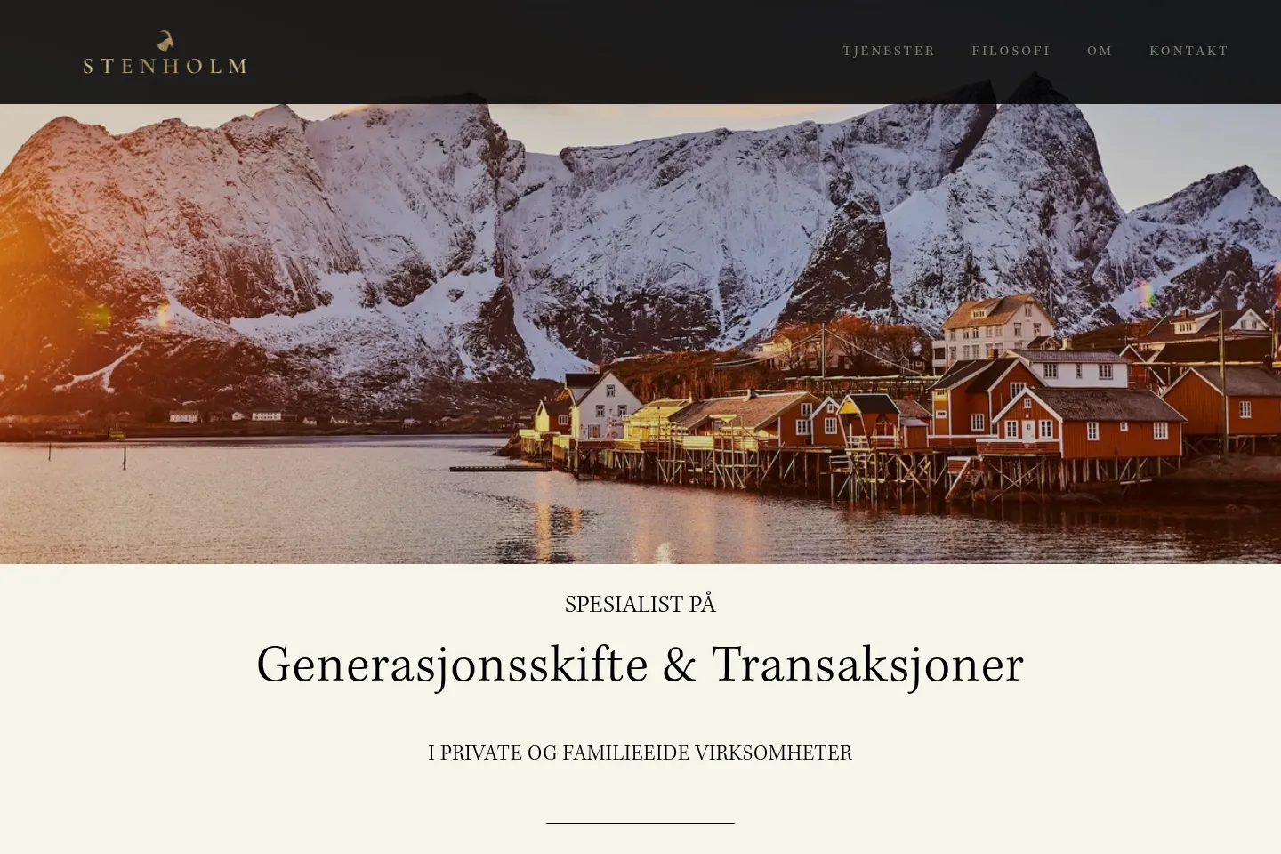 First screen of Stenholm Family Office