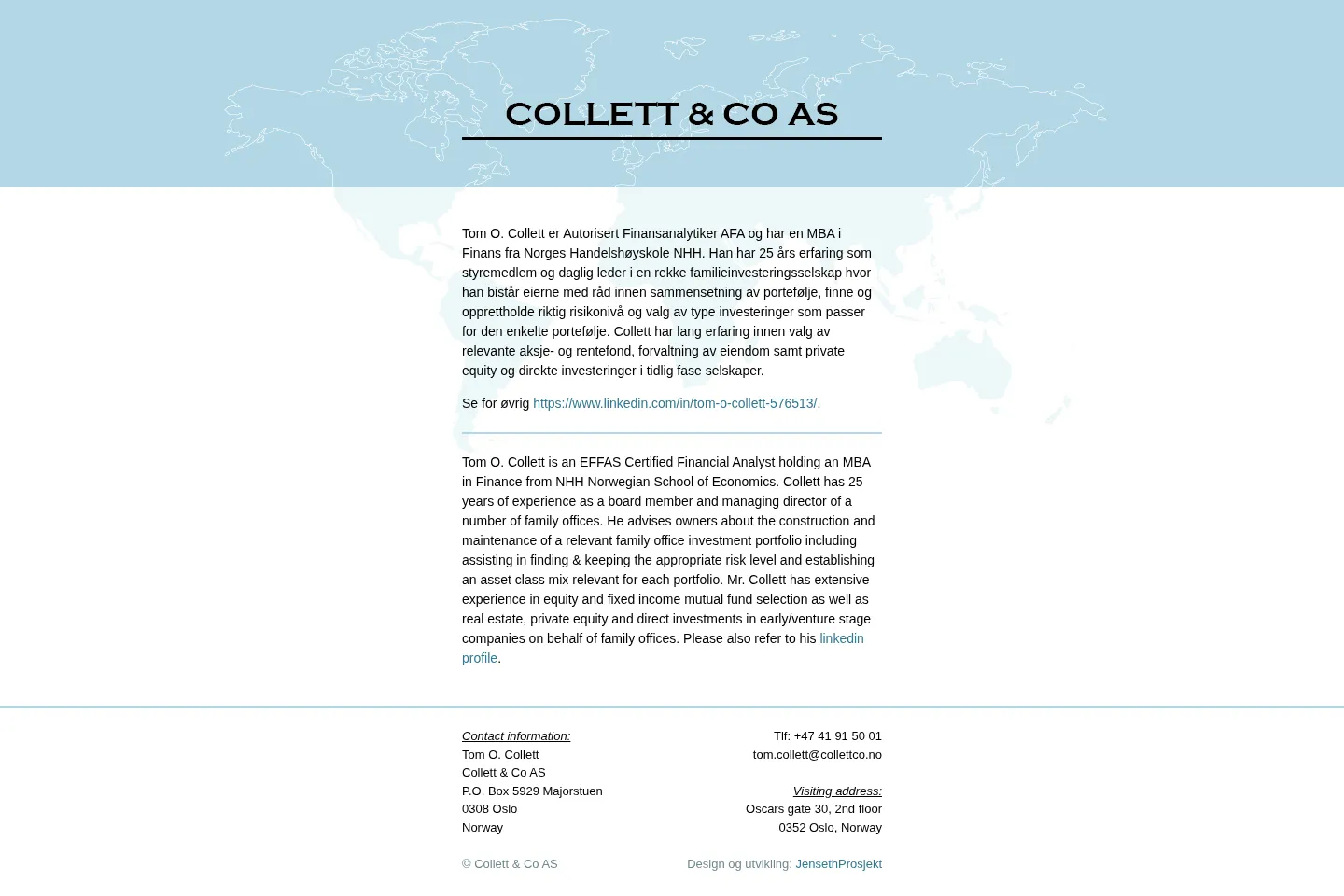 First screen of Collett & Co