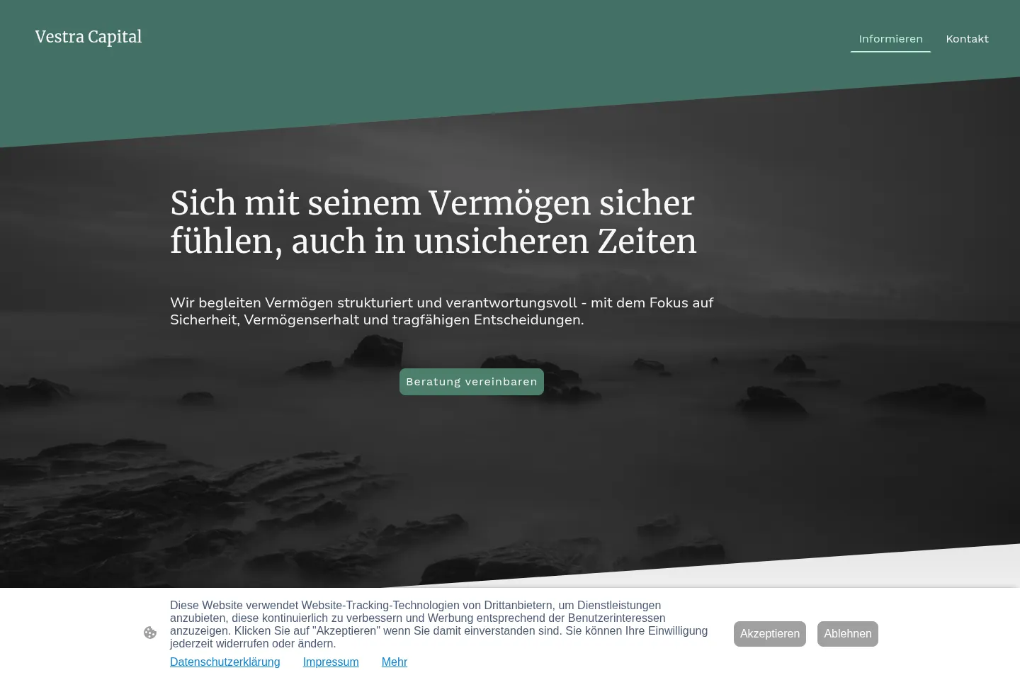 First screen of Vestra Capital