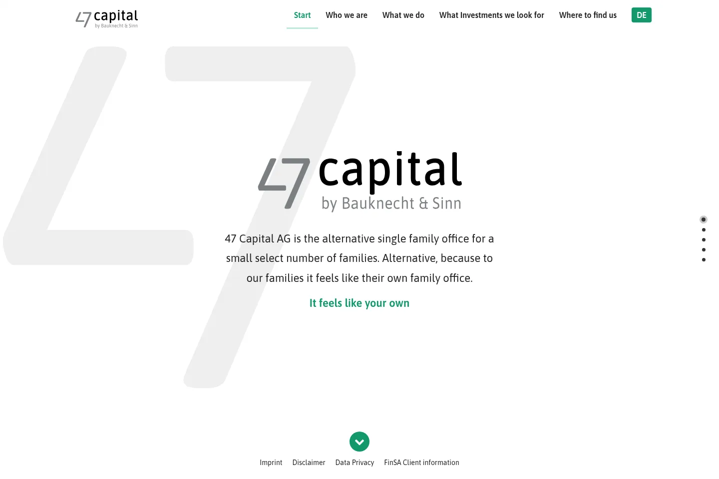 First screen of 47 Capital