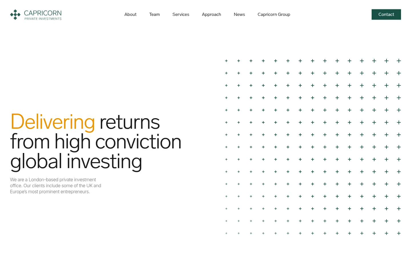 First screen of Capricorn Private Investments