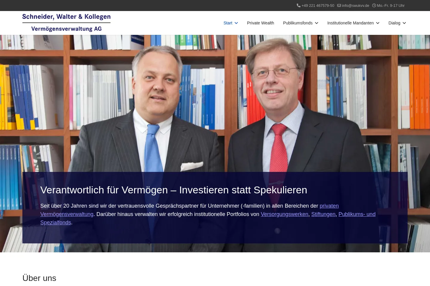 First screen of Schneider Walter & Kollegen